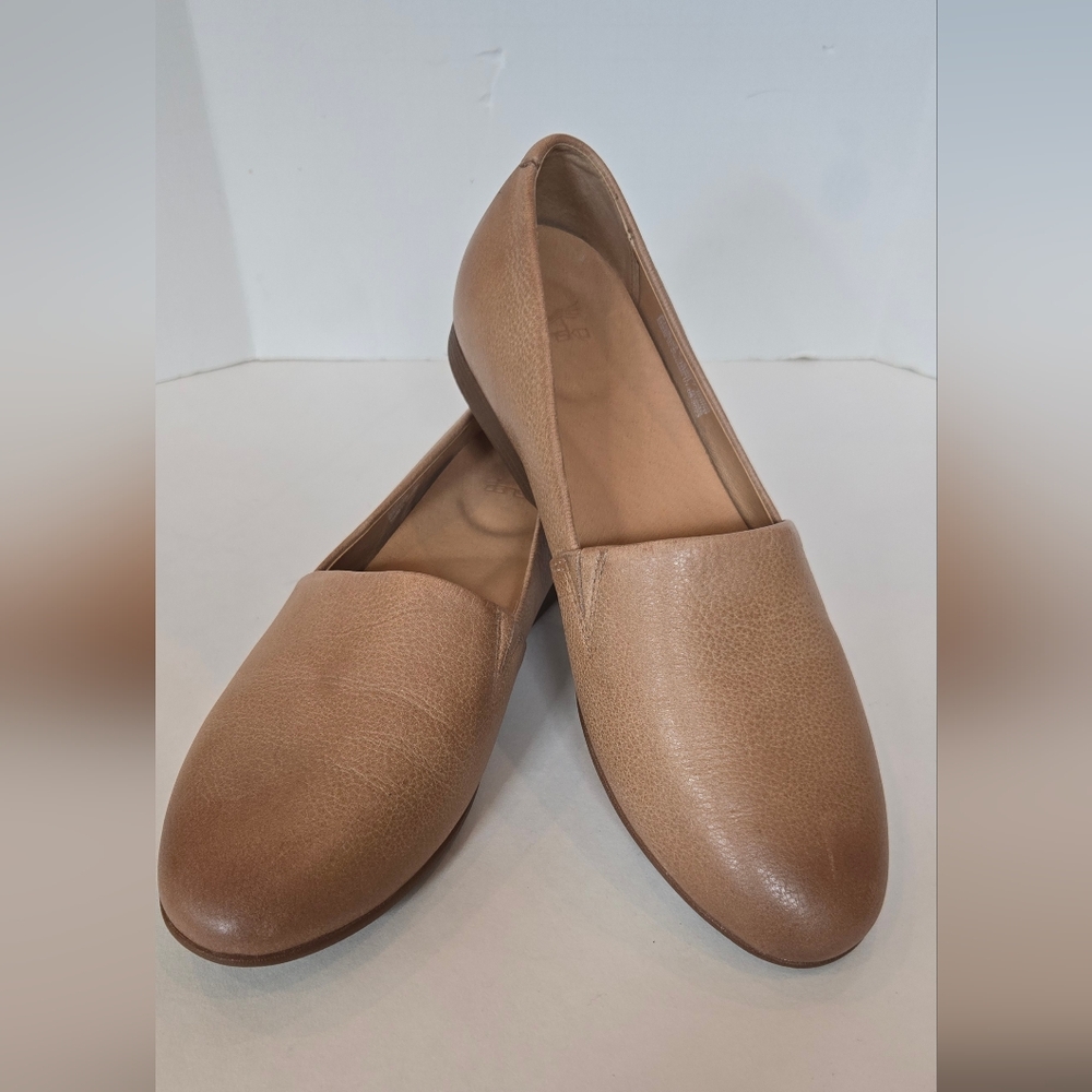 Dansko Tan Flats with Rounded Toe and Minimalist Design